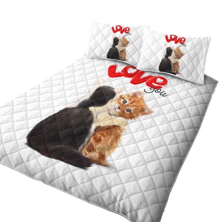 Quilts with Romantic Love Quote with Adorable Kittens