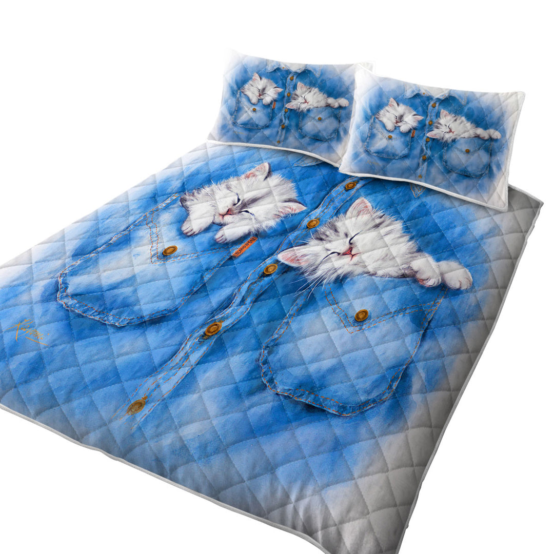 Quilts with Sweet Dreams Cute Funny Sleeping Grey Kittens