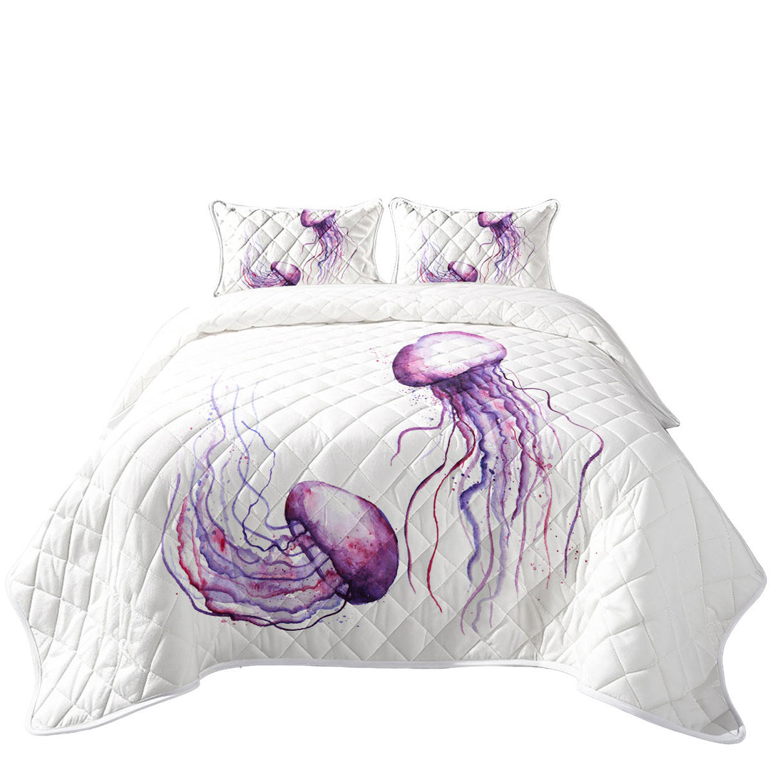 Quilts with Two Purple Jellyfish