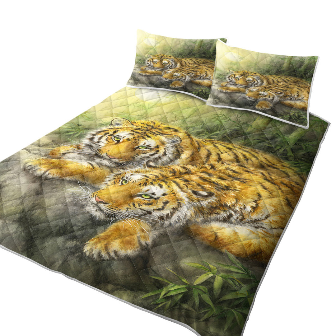 Quilts with Wild Animals Art Tigers Forest Morning
