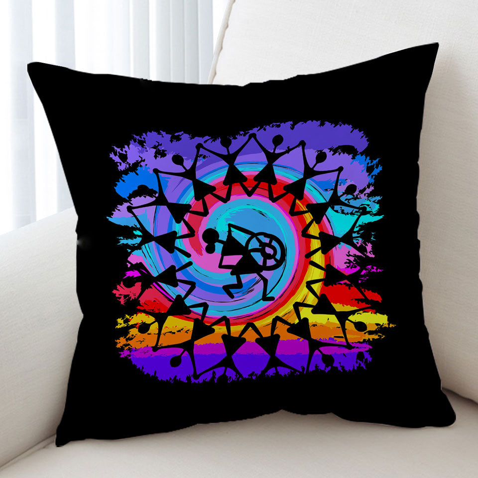 Rainbow Colored Cushion Cover Peace Dance