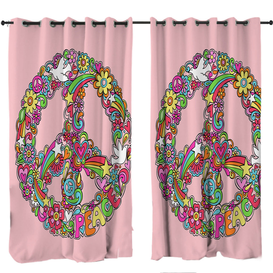 Rainbow Colors Peace Curtain