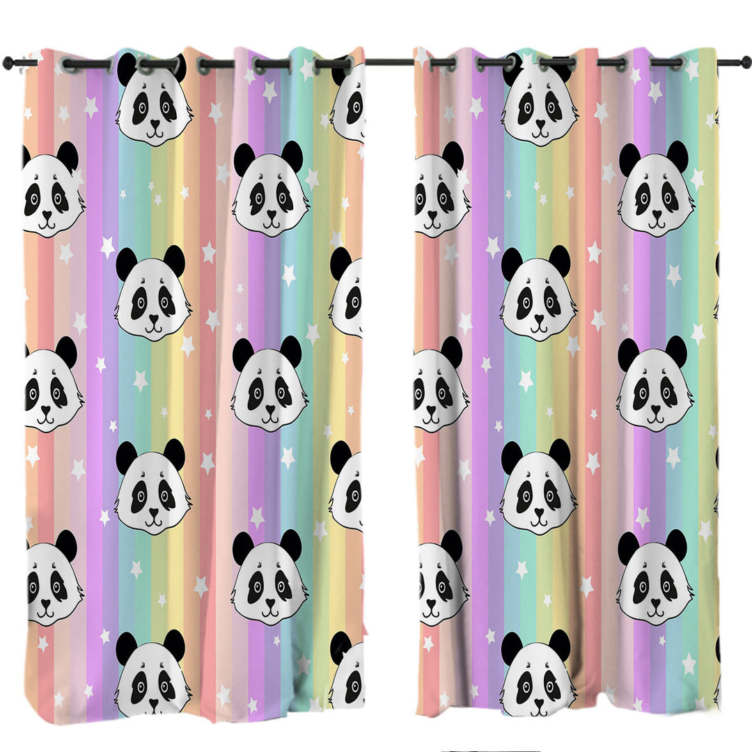 Rainbow Pandas Window Curtains
