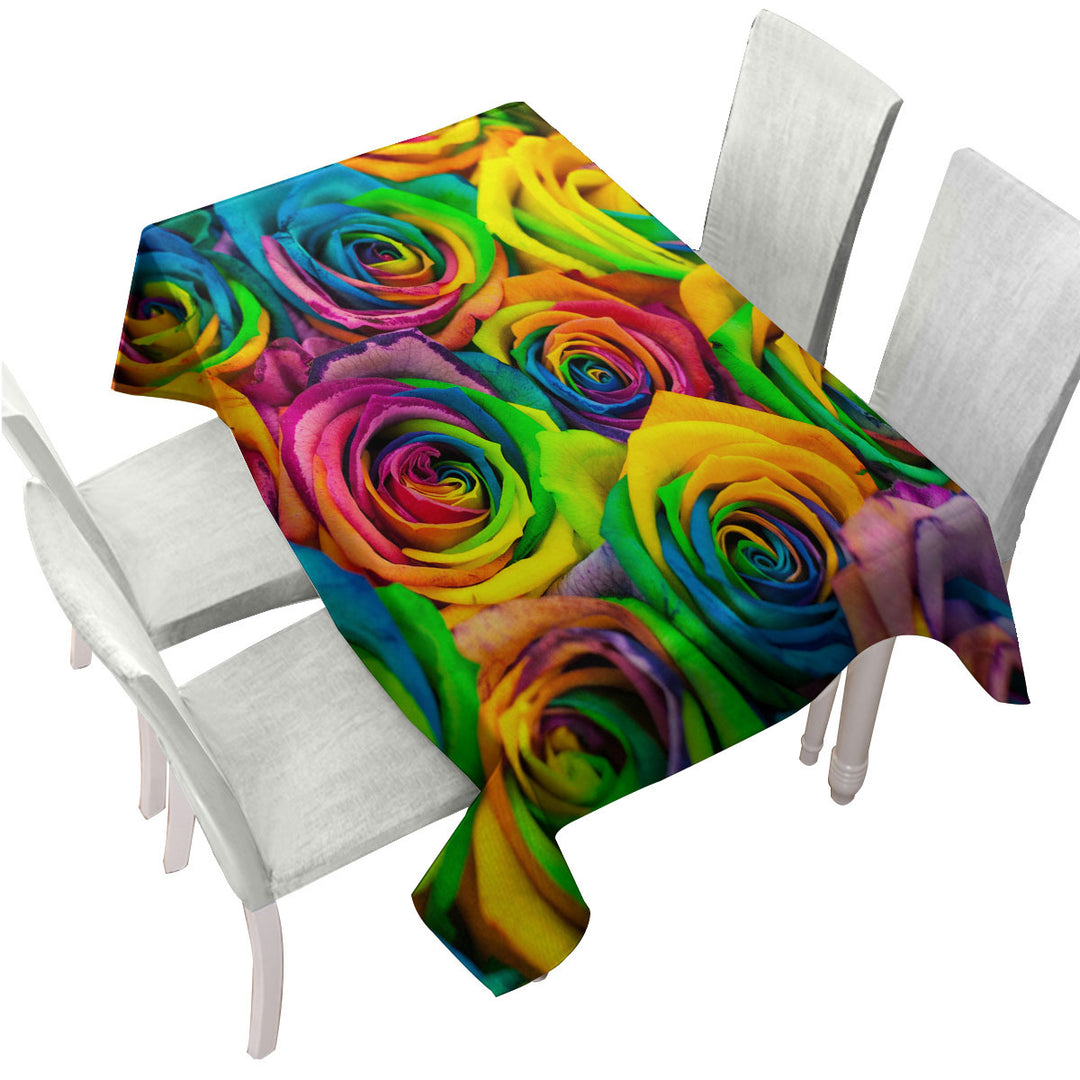 Rainbow Roses Table Cover
