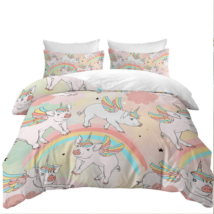 Rainbow Unicorn Pigs Coverlets