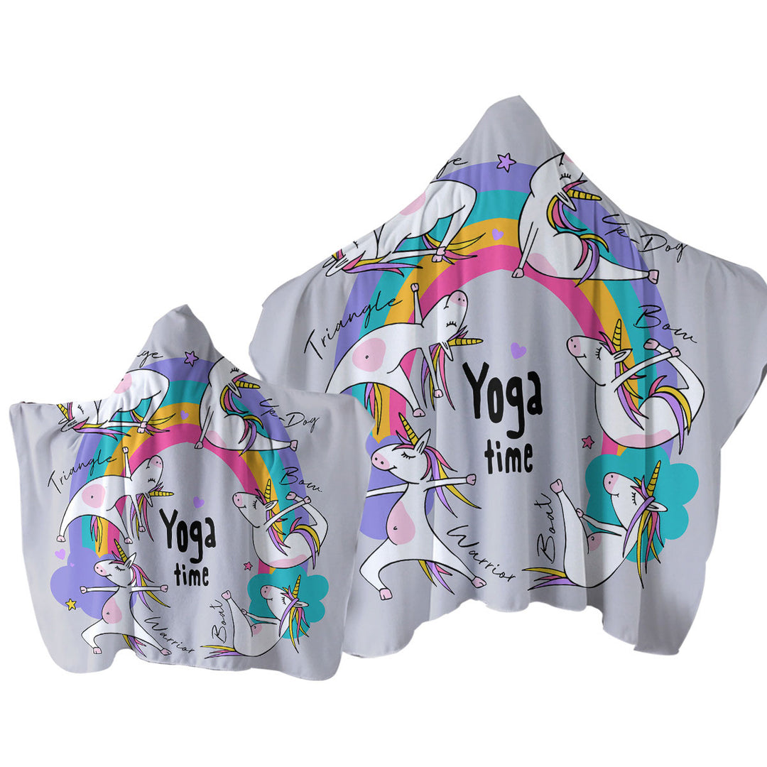 Rainbow Yoga Time Unicorn Hooded Beach Towel