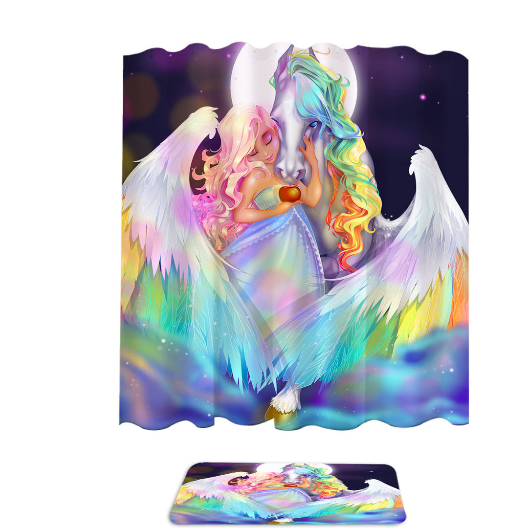 Rainbows Shower Curtains Space Starlight Pegasus and Princess