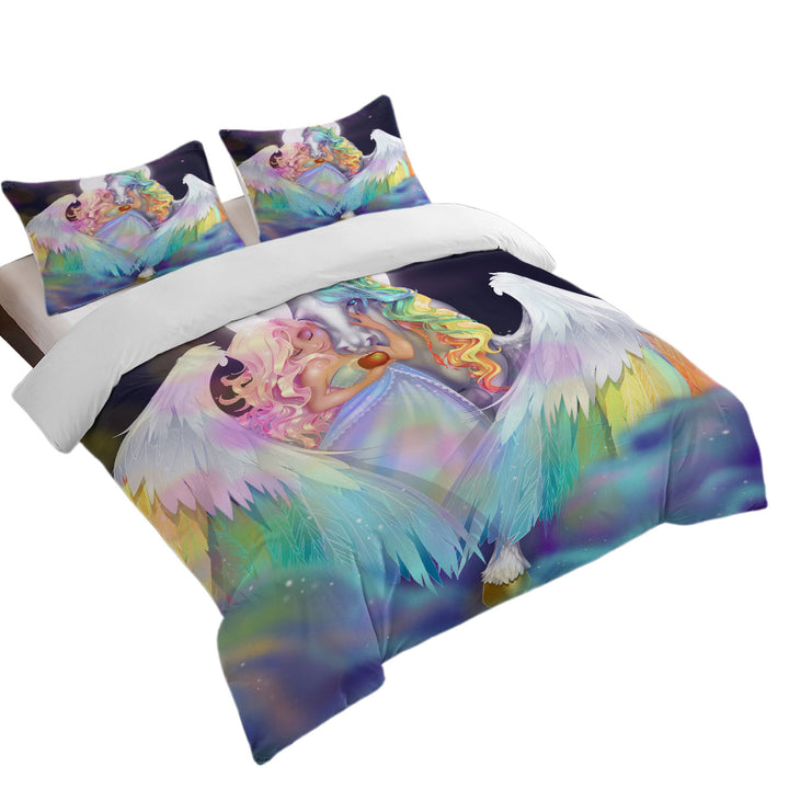 Rainbows Space Starlight Pegasus and Princess King Quilt Cover