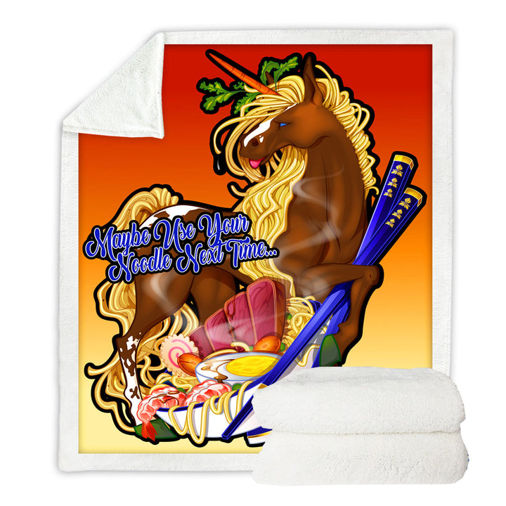 Ramen Noodles Chopsticks Rudicorn Sherpa Blanket