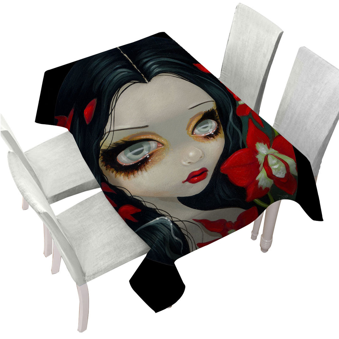 Red Blood Orchid Maiden Girl Custom table Covers