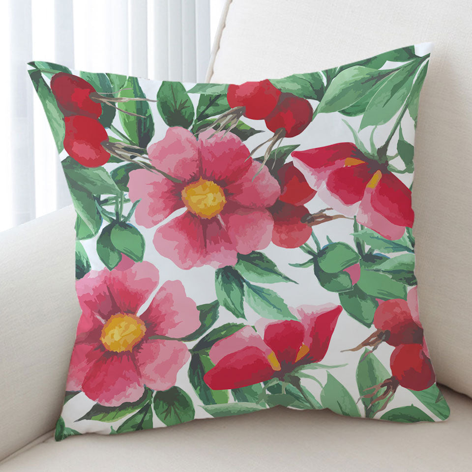 Red Flowers Cushion Cover