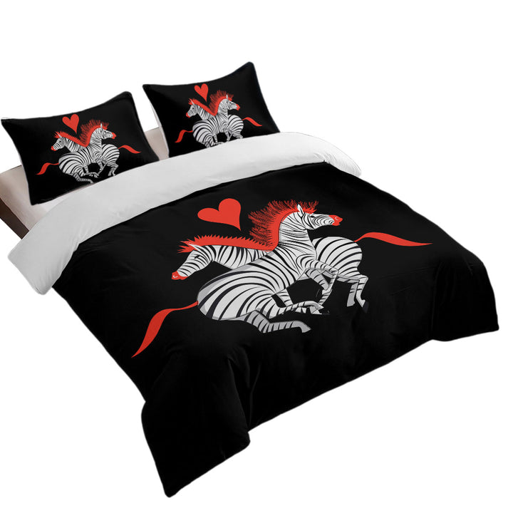 Red Haired Zebras in Love Coverlet