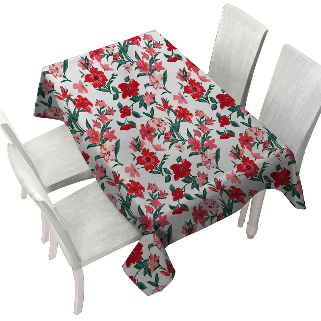 Red Hibiscus Drawings Tablecloth