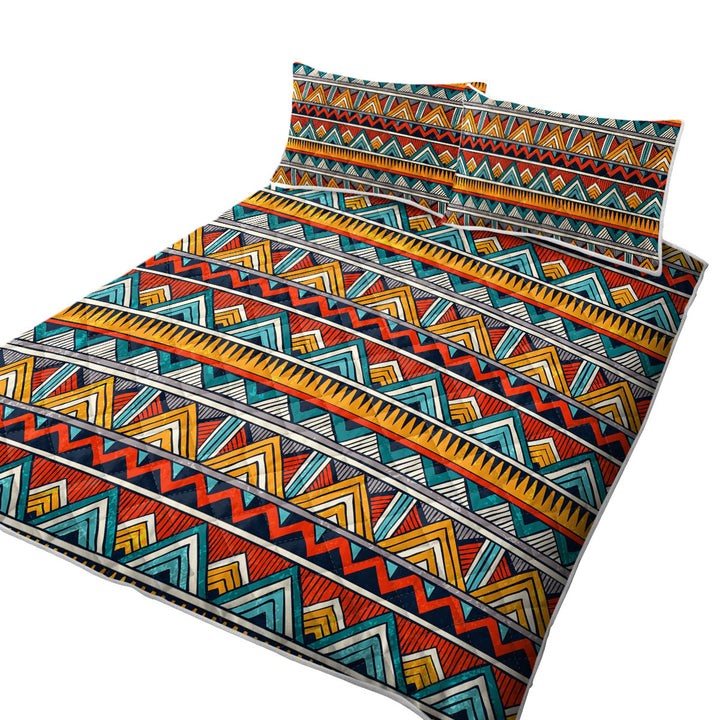 Red Orange Teal African Design Quilts