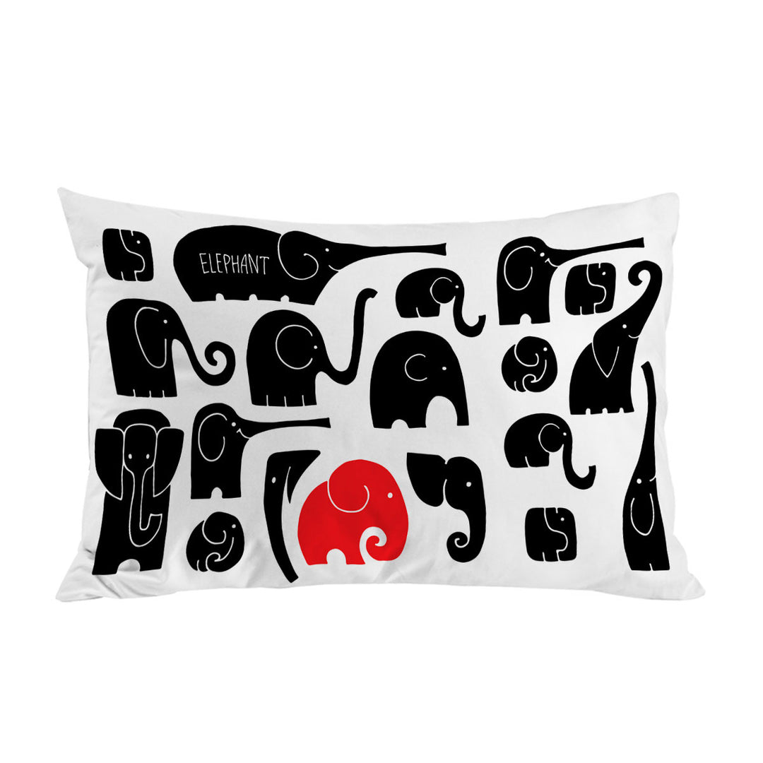 Red Spot in Black Elephants Pillowcase