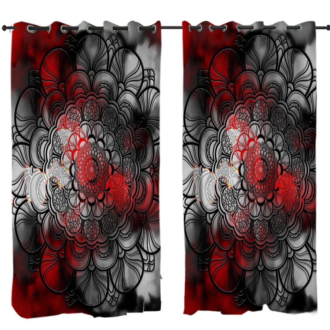 Red and Black Mandala Curtain