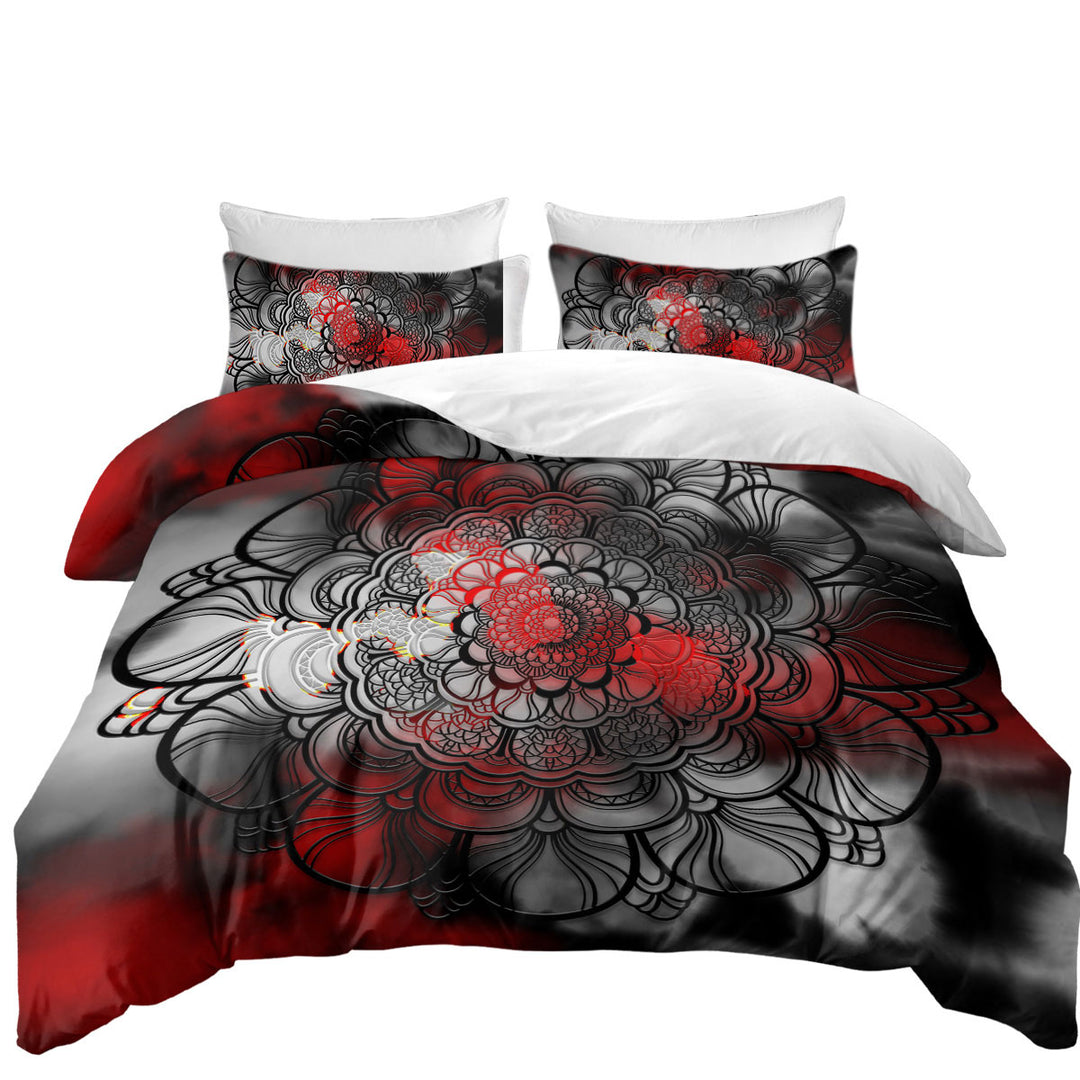 Red and Black Mandala Duvet Cover