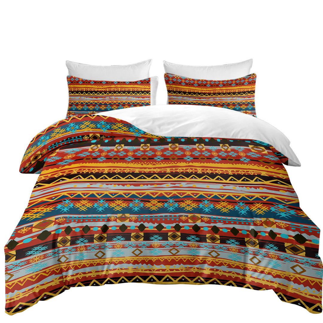 Red and Yellow African Design Oversized King Duvet Cover