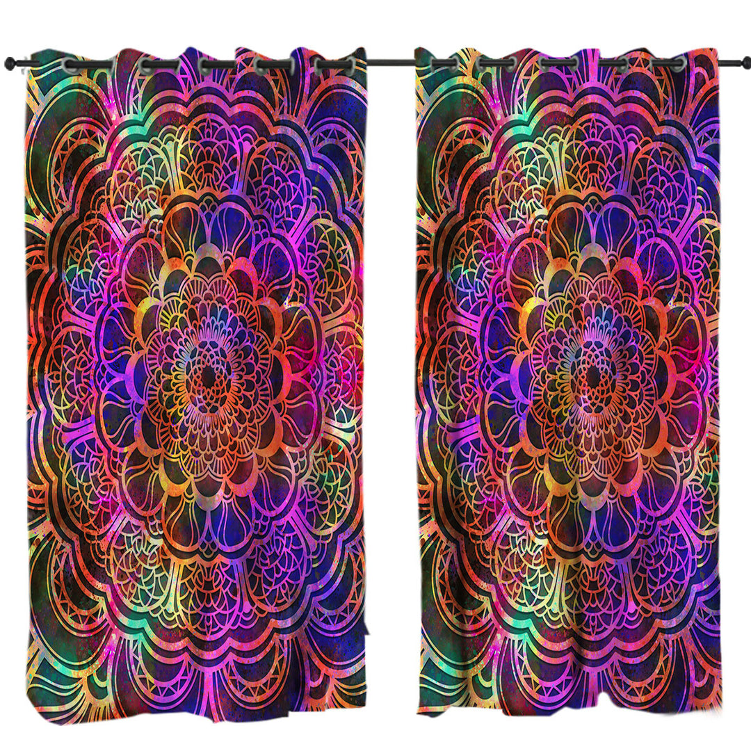 Red to Purple Oriental Mandala Curtain