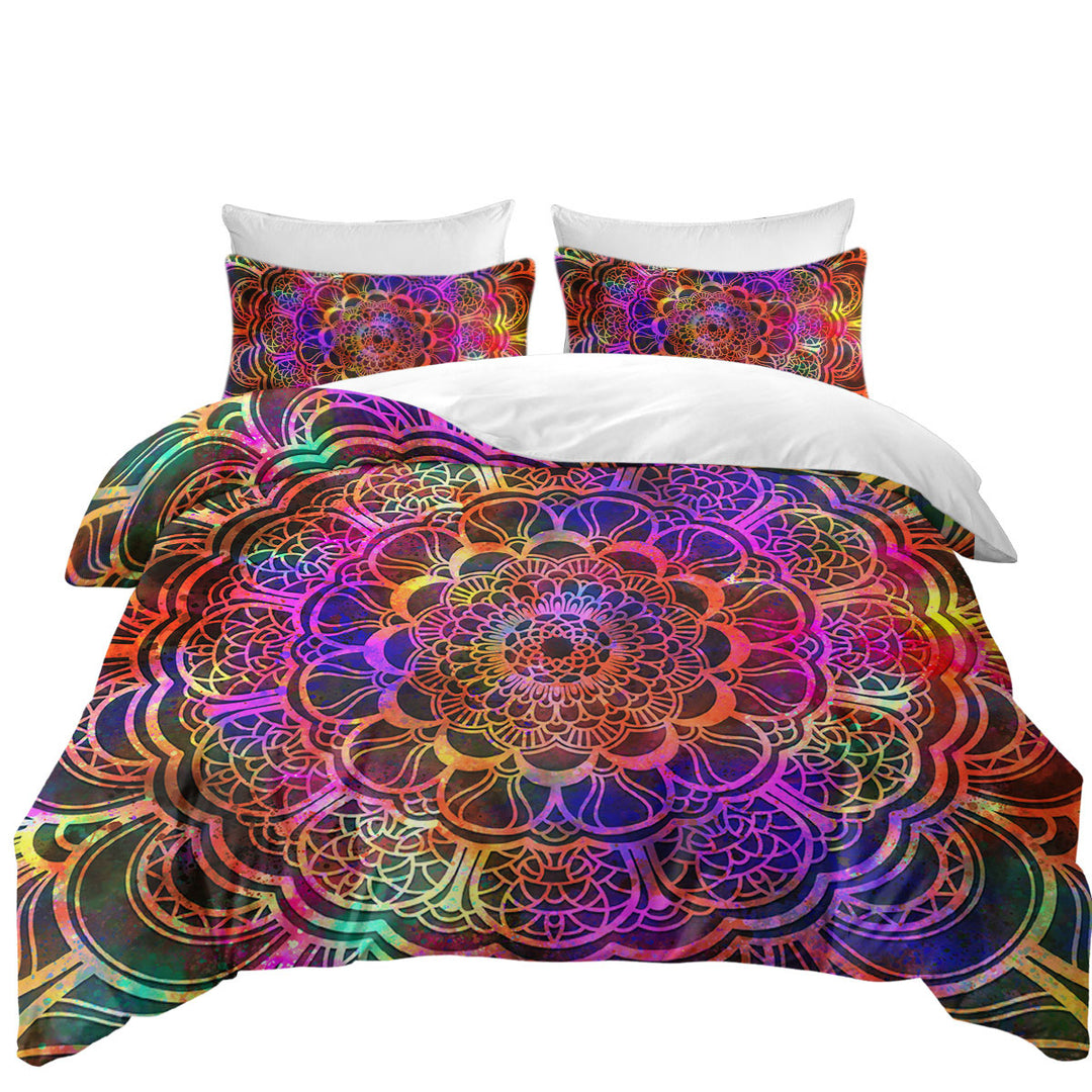 Red to Purple Oriental Mandala Duvet Covers
