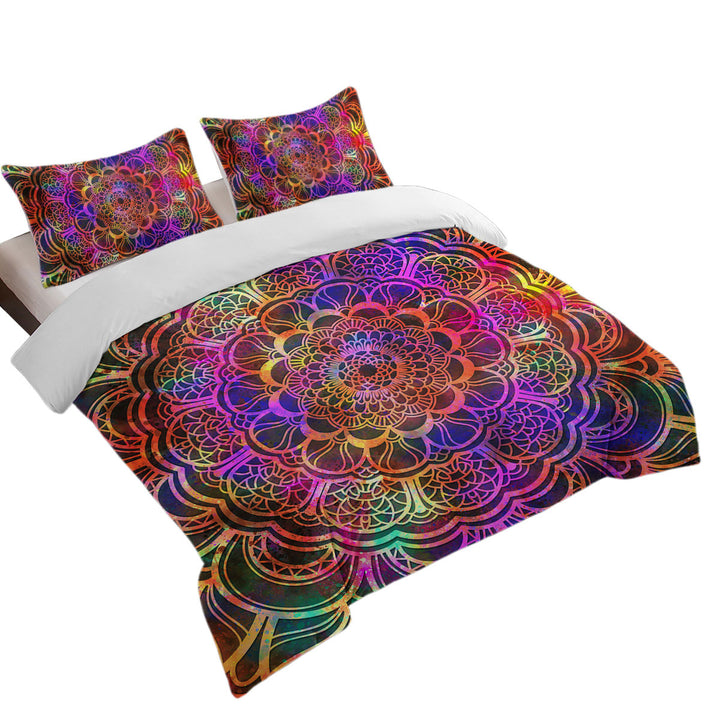 Red to Purple Oriental Mandala King Size Duvet Cover