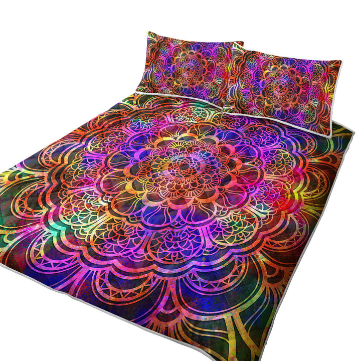Red to Purple Oriental Mandala Quilts