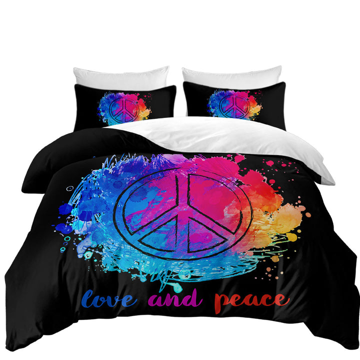 Reddish Blue Love and Peace Best Duvet Covers
