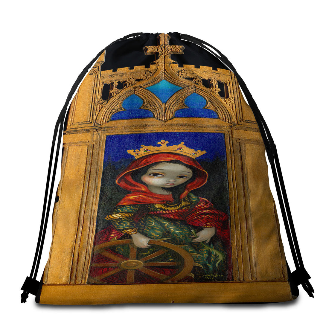 Renaissance Style Art Saint Catherine Beach Towel Bags