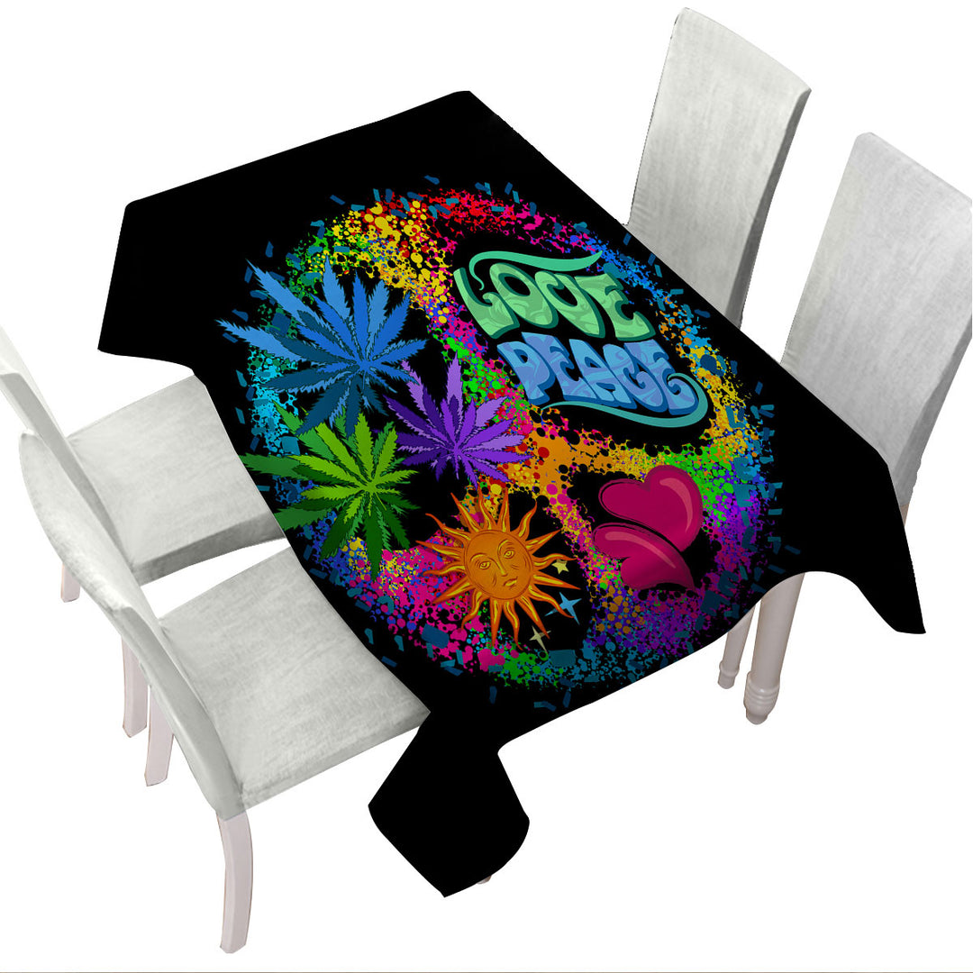 Retro 420 Peace and Love Tablecloth