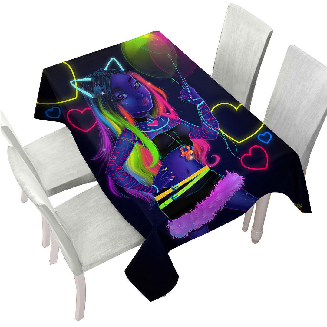 Retro Colored Cool Girl Gigi Tablecloth