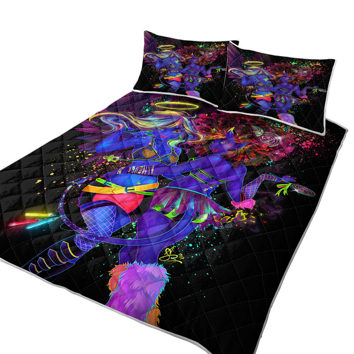 Retro Colored Sexy Angel and Devil Coverlets
