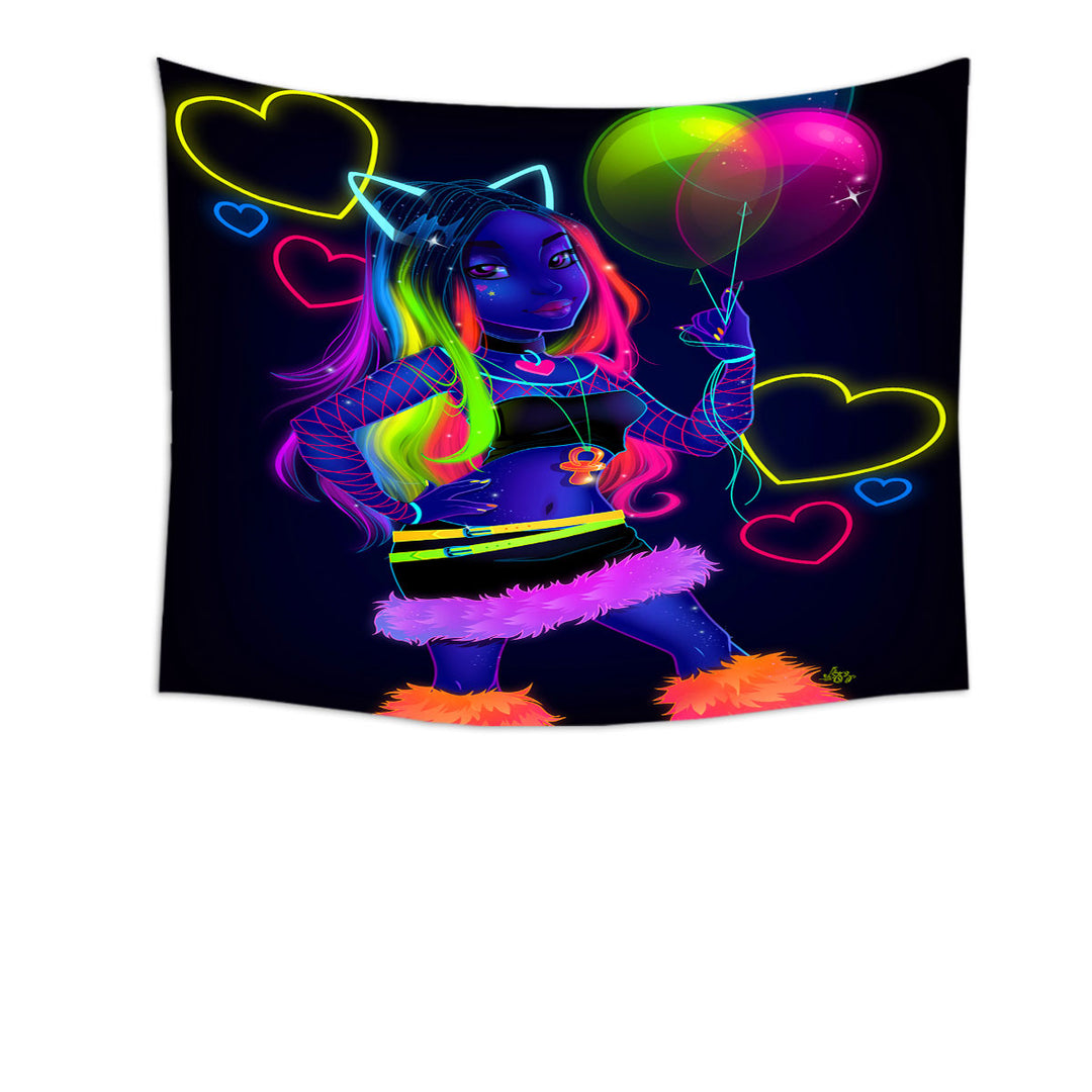 Retro Colored Tapestry Wall Decor with Cool Girl Gigi