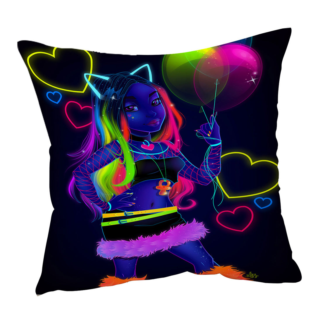 Retro Colored Throw Cushions with Cool Girl Gigi