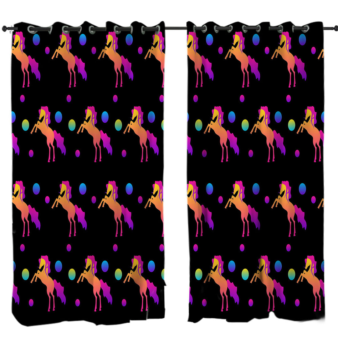 Retro Colors Horse Pattern Drapes