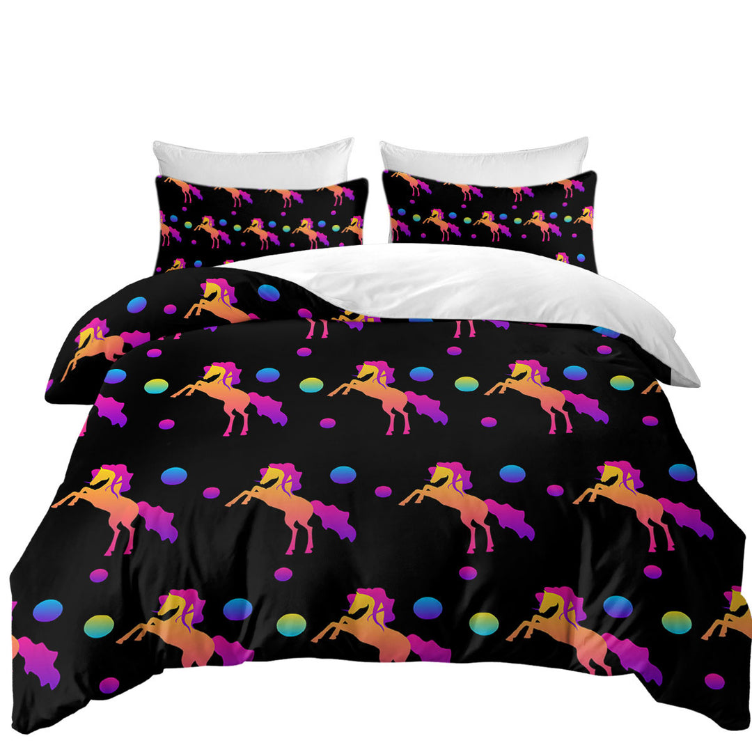 Retro Colors Horse Pattern Quilt Cover
