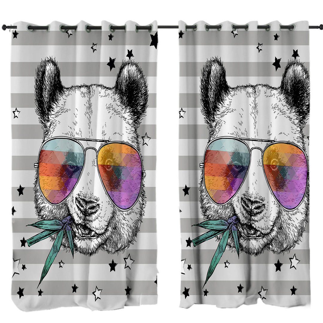Retro Cool and Funny Panda Curtain
