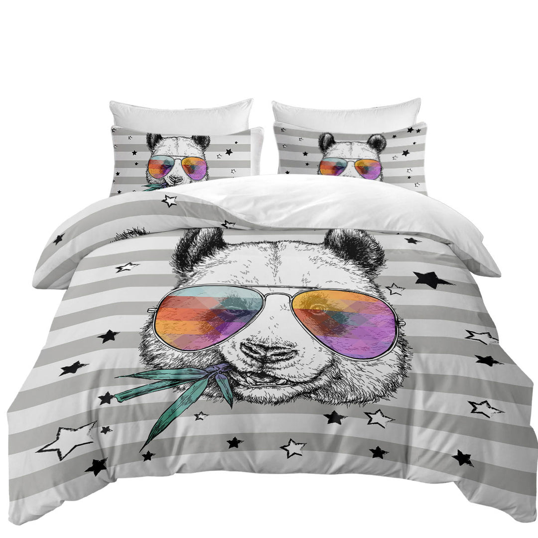 Retro Cool and Funny Panda Duvet Cover