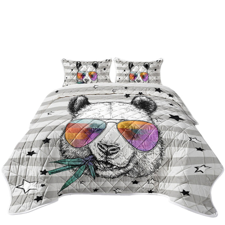 Retro Cool and Funny Panda Quilt