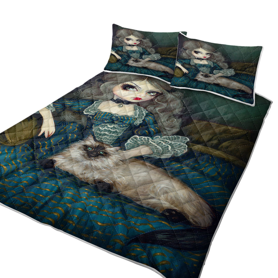 Rococo Portrait Princess with a Himalayan Cat Quilt