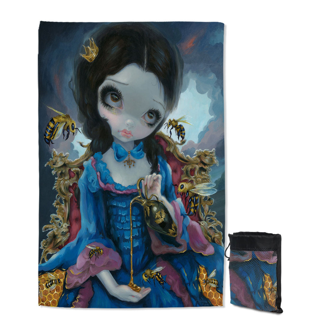 Rococo Style Portrait Beautiful Queen of Bees Travel Beach Towel
