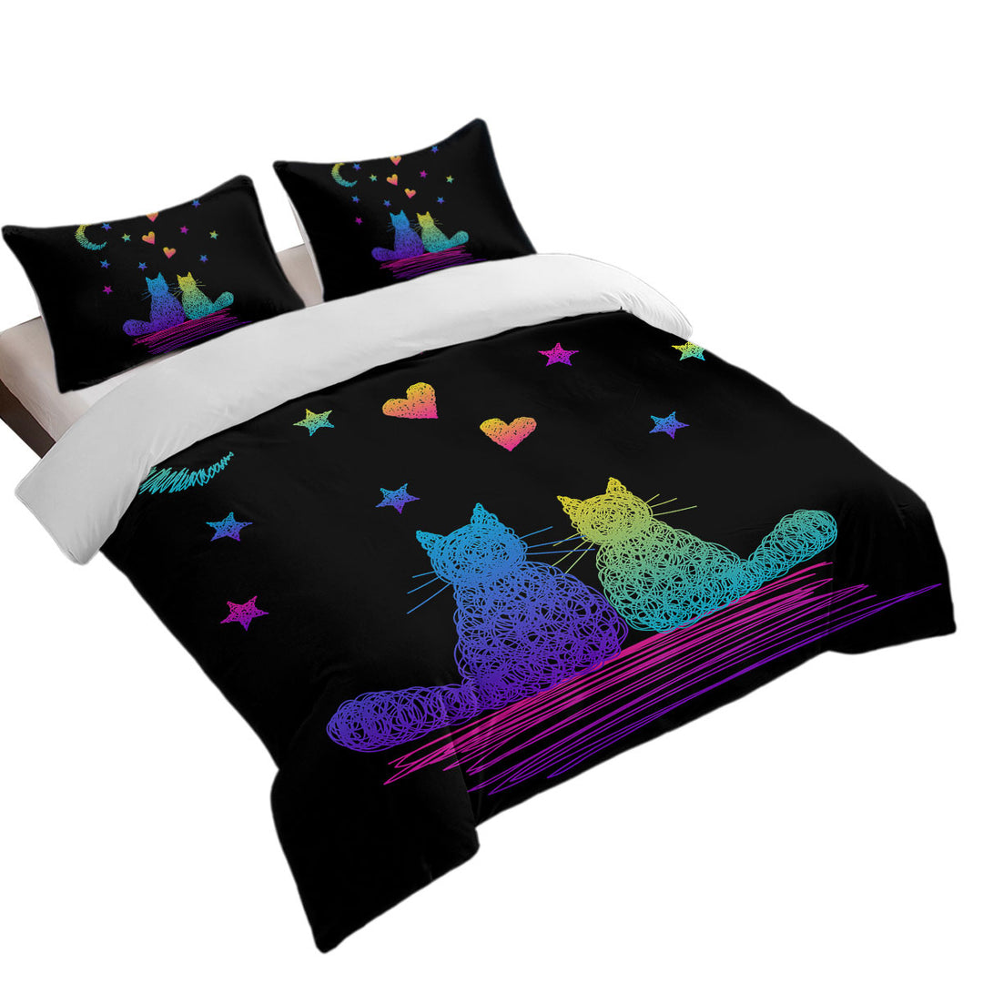 Romantic Cats Artistic Drawing Duvet Covers