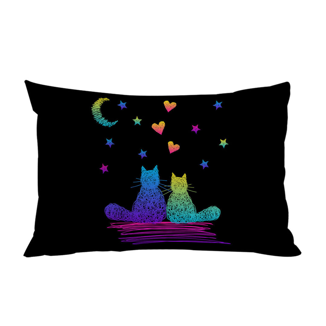 Romantic Cats Artistic Drawing Pillow Case Covers