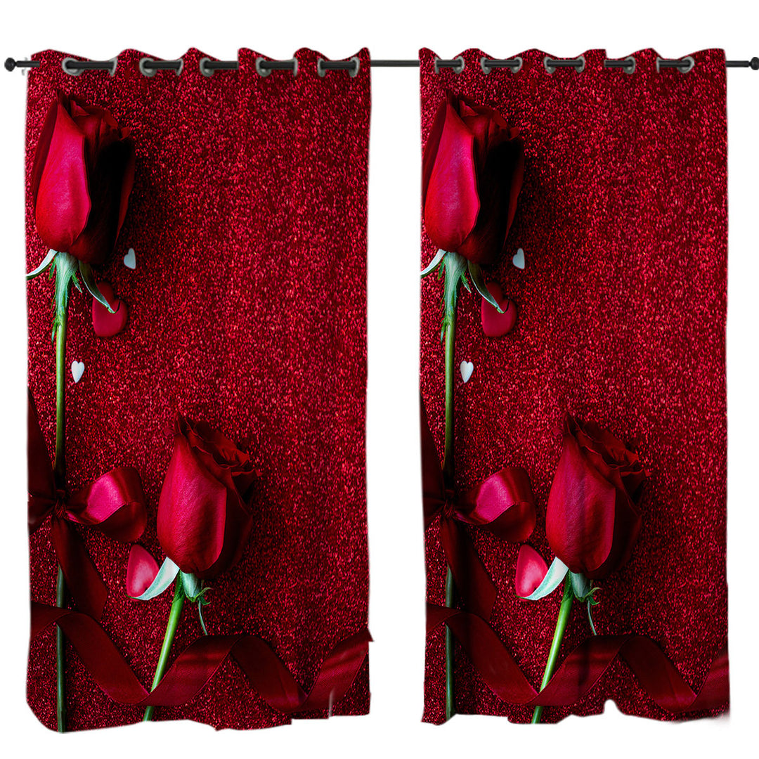 Romantic Couple of Roses Curtains