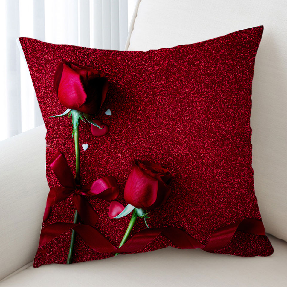 Romantic Couple of Roses Cushion