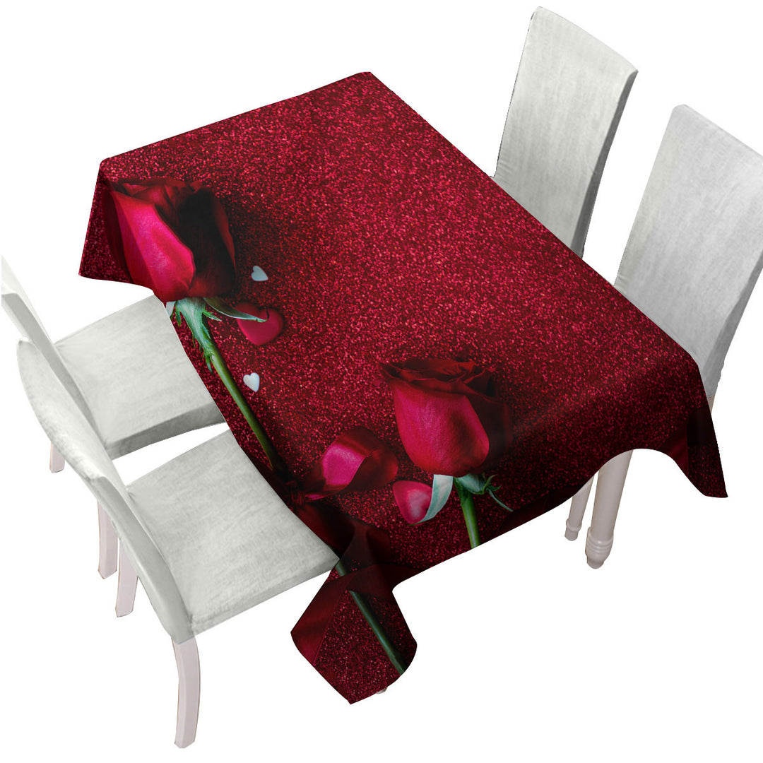 Romantic Couple of Roses Custom tablecloths