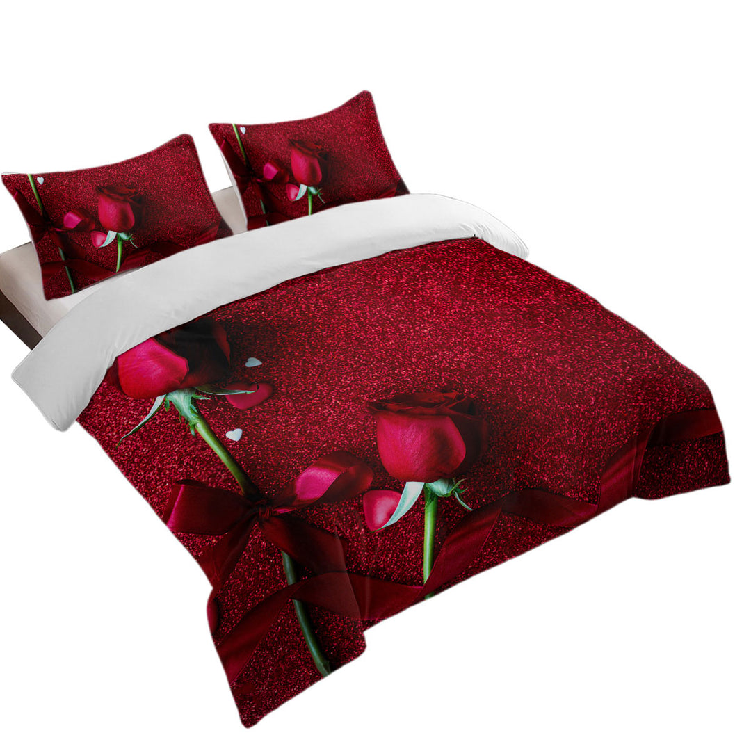 Romantic Couple of Roses Duvet Covers King