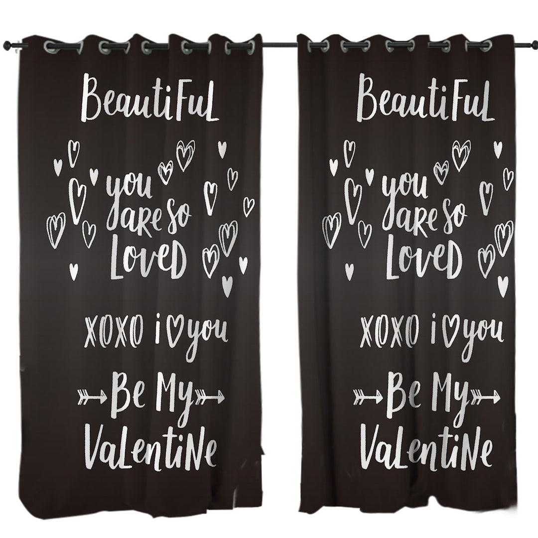 Romantic Love Quote Be My Valentine Curtain