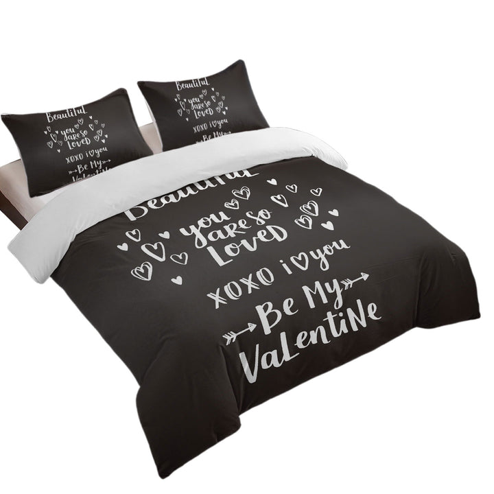 Romantic Love Quote Be My Valentine Quilt Cover