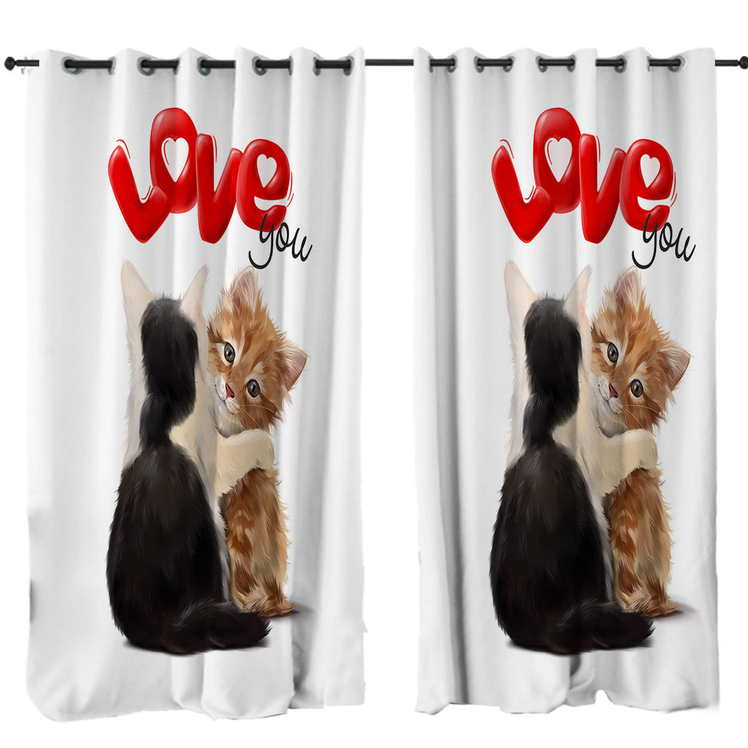 Romantic Love Quote with Adorable Kittens Curtains