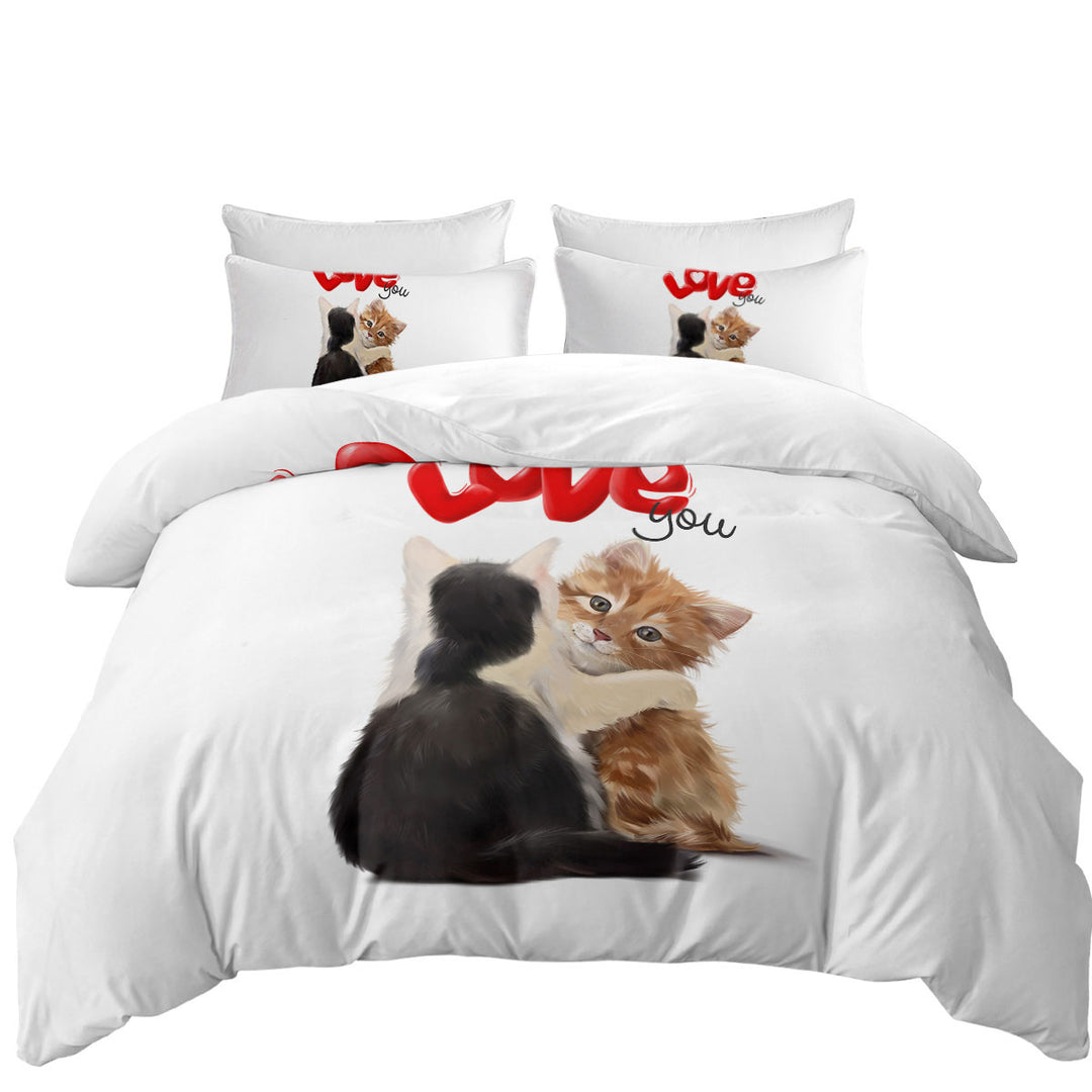 Romantic Love Quote with Adorable Kittens Oversized King Duvet Cover